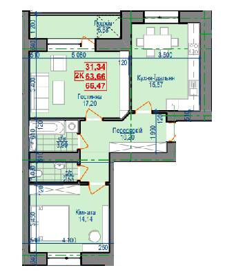 2-кімнатна 66.47 м² в ЖК Сімейний квартал від забудовника, Івано-Франківськ