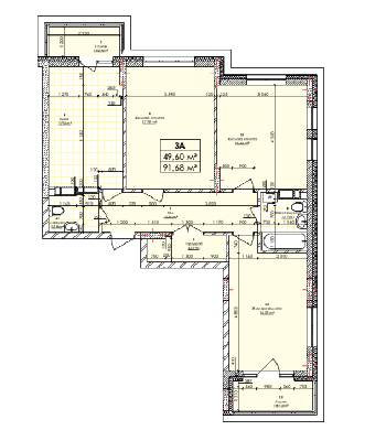 3-кімнатна 91.68 м² в ЖК Бережанський від 31 000 грн/м², Київ