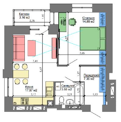 1-комнатная 45.01 м² в ЖК NIKOSTAR Comfort+ от 18 150 грн/м², Николаев
