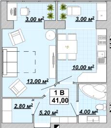 1-кімнатна 41 м² в ЖР Княгинин від 12 300 грн/м², Івано-Франківськ