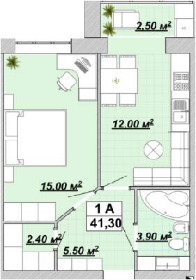 1-кімнатна 41.3 м² в ЖР Княгинин від 12 300 грн/м², Івано-Франківськ