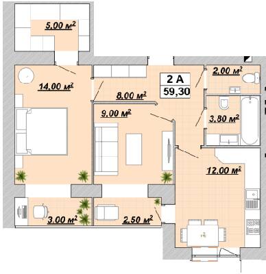 2-комнатная 59.3 м² в ЖР Княгинин от 13 500 грн/м², Ивано-Франковск