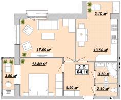 2-комнатная 64.1 м² в ЖР Княгинин от 13 500 грн/м², Ивано-Франковск