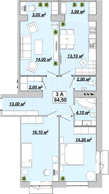 3-комнатная 84.5 м² в ЖР Княгинин от 13 500 грн/м², Ивано-Франковск