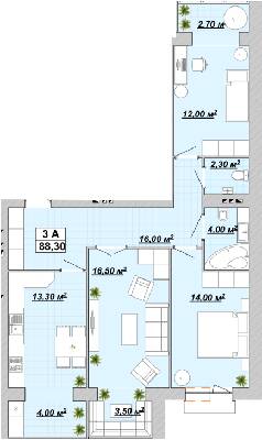 3-комнатная 88.3 м² в ЖР Княгинин от 14 000 грн/м², Ивано-Франковск