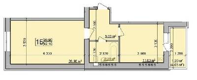 1-комнатная 42.1 м² в ЖК Зоря от 20 000 грн/м², Винница