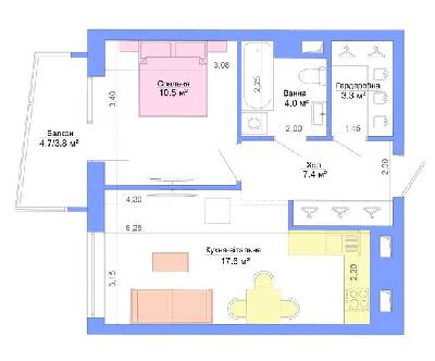 1-кімнатна 46.6 м² в ЖК Legenda від 27 050 грн/м², Запоріжжя
