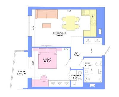 1-кімнатна 52.2 м² в ЖК Legenda від 27 050 грн/м², Запоріжжя