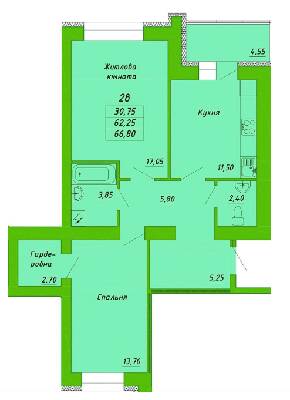2-комнатная 66.8 м² в ЖК на ул. Пушкаревская, 22Д от 19 400 грн/м², Полтава