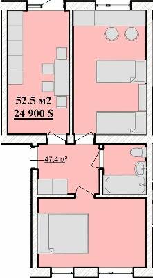 2-кімнатна 52.5 м² в ЖК Срібна Підкова від 16 650 грн/м², Рівне
