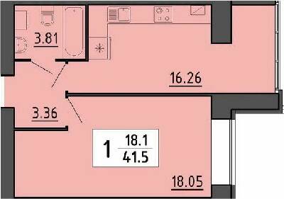 1-кімнатна 41.5 м² в ЖК Енергія від 17 000 грн/м², Тернопіль