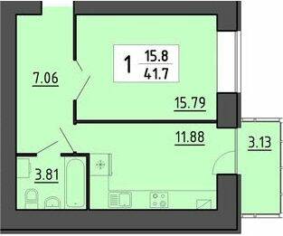 1-кімнатна 41.7 м² в ЖК Енергія від 21 000 грн/м², Тернопіль