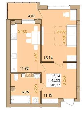 1-комнатная 48.27 м² в ЖК Европейский квартал от 16 500 грн/м², Полтава
