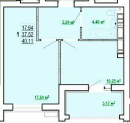 1-кімнатна 40.11 м² в ЖК Казка від забудовника, Харків