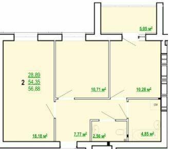 2-кімнатна 56.88 м² в ЖК Казка від 16 000 грн/м², Харків
