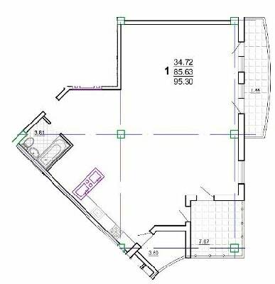 1-комнатная 95.3 м² в ЖК the first capital residence от 54 350 грн/м², Харьков