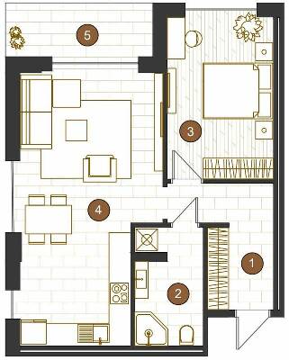 1-кімнатна 58.59 м² в ЖК Royal Residence від 27 750 грн/м², Харків