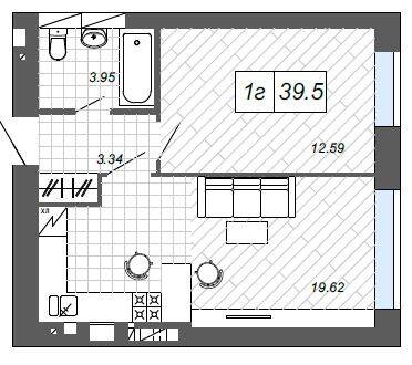 1-комнатная 39.5 м² в ЖК Новые Метры п27 от 21 500 грн/м², г. Ирпень
