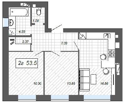 2-комнатная 53.5 м² в ЖК Новые Метры п27 от 22 500 грн/м², г. Ирпень