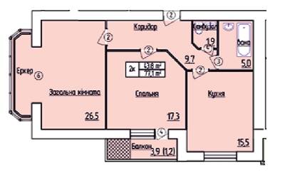 2-комнатная 77.1 м² в ЖК Лесной квартал от 13 800 грн/м², г. Славута