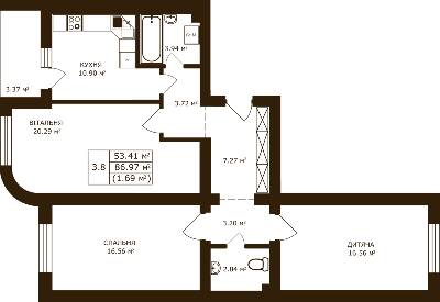 3-кімнатна 86.69 м² в ЖК Чайка від 16 000 грн/м², с. Чайки