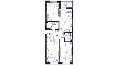 3-кімнатна 80.55 м² в ЖК POLARIS Home&Plaza від 39 011 грн/м², Київ