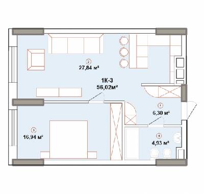 1-кімнатна 56.02 м² в ЖК Edelweiss House від 68 709 грн/м², Київ