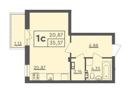 Студія 35.37 м² в ЖК Scandia від 19 000 грн/м², м. Бровари