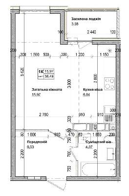 1-кімнатна 36.49 м² в ЖК Антант на Озерній від 23 200 грн/м², с. Новосілки