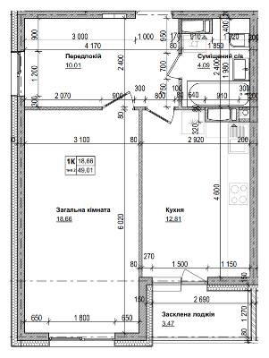 1-кімнатна 49.01 м² в ЖК Антант на Озерній від 23 200 грн/м², с. Новосілки