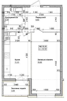 1-кімнатна 44.06 м² в ЖК Антант на Озерній від 23 200 грн/м², с. Новосілки