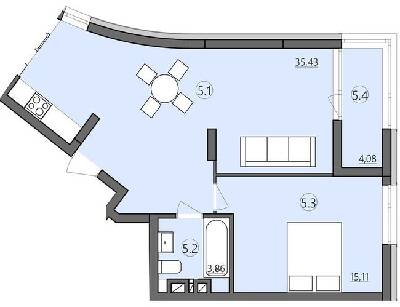 1-кімнатна 58.48 м² в ЖК Там Де Дім від 35 000 грн/м², Тернопіль