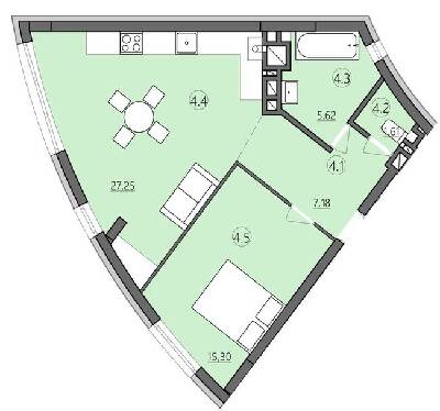 1-кімнатна 56.96 м² в ЖК Там Де Дім від 29 000 грн/м², Тернопіль