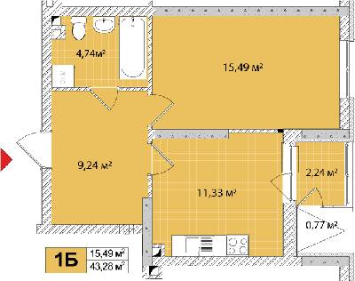 1-комнатная 43.95 м² в ЖК Сырецкие сады от 42 339 грн/м², Киев