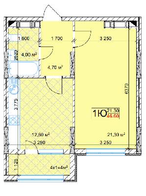 1-комнатная 46.6 м² в ЖК Квітень от 25 000 грн/м², Киев