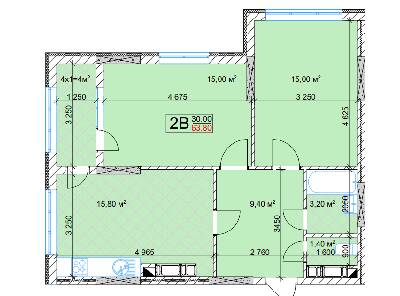 2-кімнатна 63.8 м² в ЖК Квітень від 18 000 грн/м², Київ