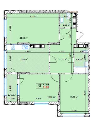 3-кімнатна 91.6 м² в ЖК Квітень від 18 000 грн/м², Київ
