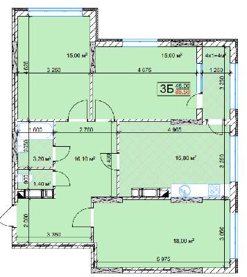 3-кімнатна 88.5 м² в ЖК Квітень від 18 000 грн/м², Київ