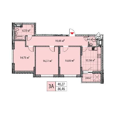3-кімнатна 86.46 м² в ЖК Теремки від 22 824 грн/м², Київ