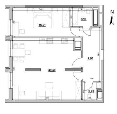 1-кімнатна 72.68 м² в ЖК Nordica Residence від 63 142 грн/м², Київ