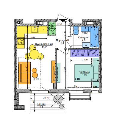 1-комнатная 34.7 м² в ЖК Respublika от 45 400 грн/м², Киев