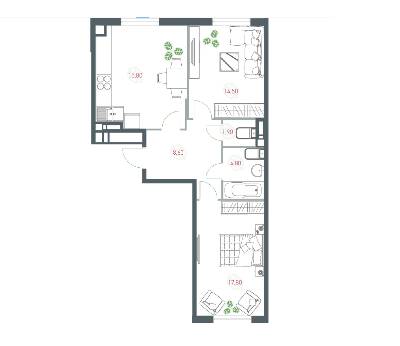 2-комнатная 62.62 м² в ЖК Озерный гай (Гатное) от 23 157 грн/м², с. Гатное