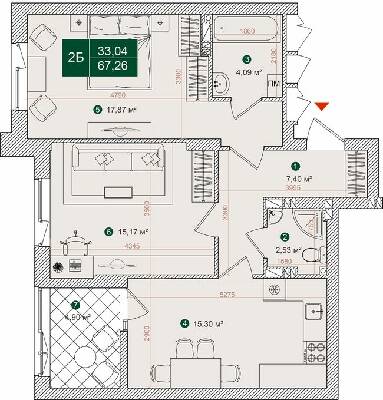 2-кімнатна 67.26 м² в ЖК Forest Park від 28 000 грн/м², Київ