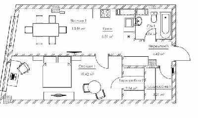 2-комнатная 53.38 м² в ЖК Franklin Concept House от 55 701 грн/м², Киев