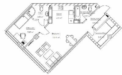 2-комнатная 56.77 м² в ЖК Franklin Concept House от 55 701 грн/м², Киев