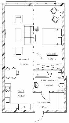 2-комнатная 58.35 м² в ЖК Franklin Concept House от 55 701 грн/м², Киев