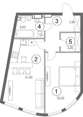 1-кімнатна 53.7 м² в ЖК Greenville Park від 73 950 грн/м², Київ