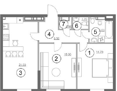 2-кімнатна 68 м² в ЖК Greenville Park від 48 350 грн/м², Київ