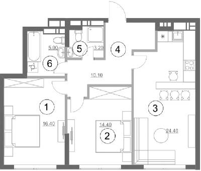 2-кімнатна 76.2 м² в ЖК Greenville Park від 63 250 грн/м², Київ