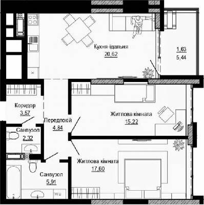 2-комнатная 71.71 м² в ЖК PUSHA HOUSE от 48 100 грн/м², Киев